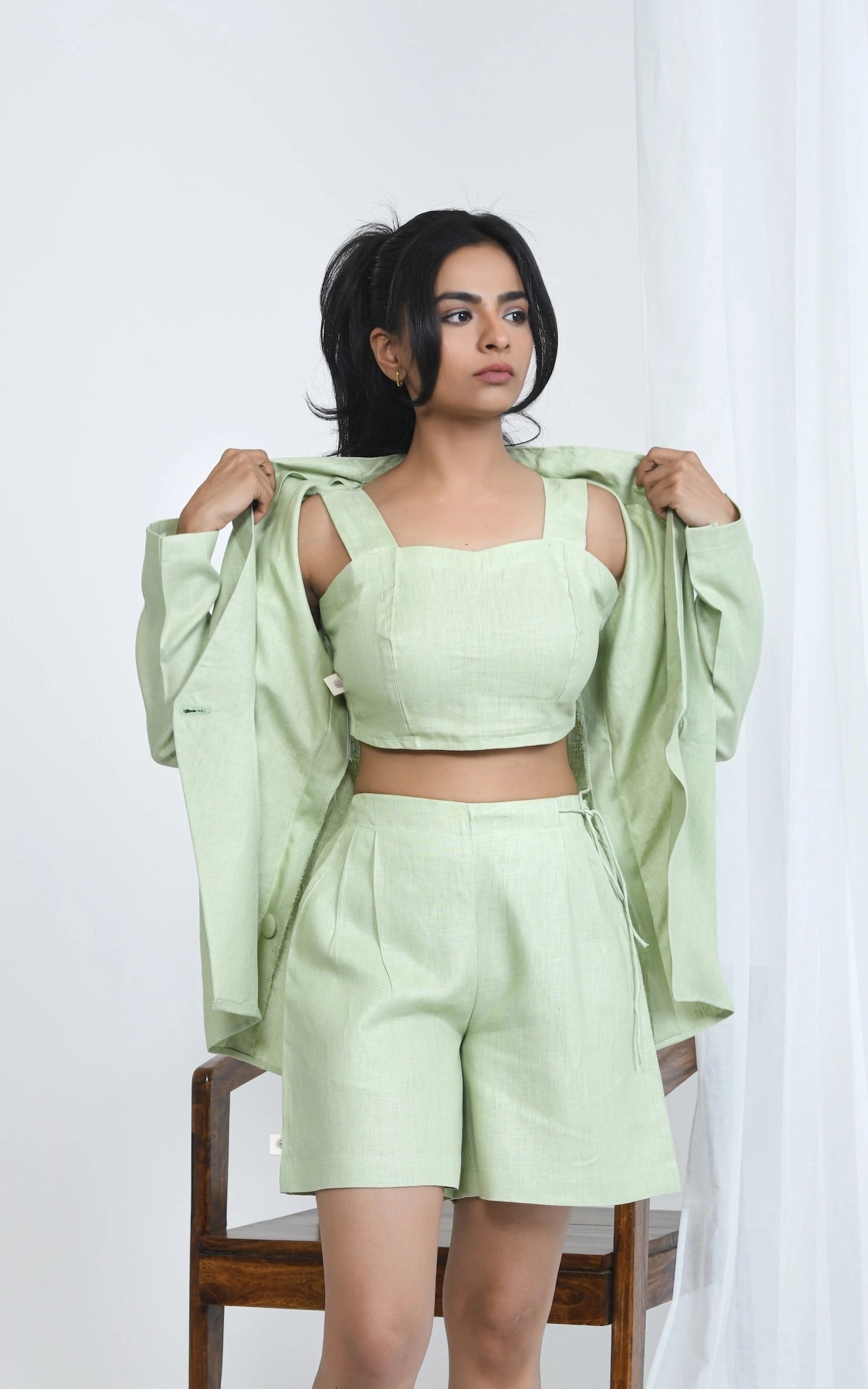 Breathable Hemp Crop Top with Adjustable Fit | Pistachio Green