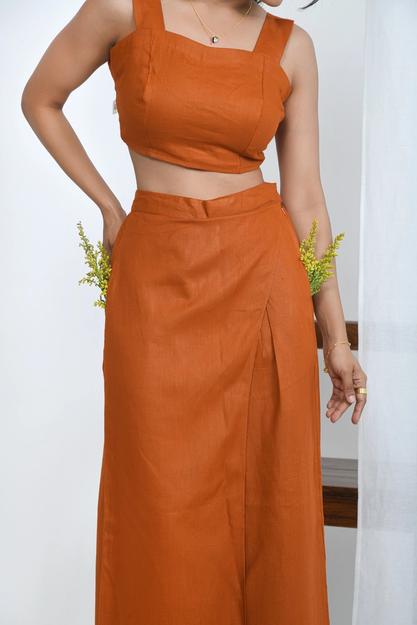 Rust Orange Crop Top | Pure Hemp Fabric | Loungewear [Limited Edition]