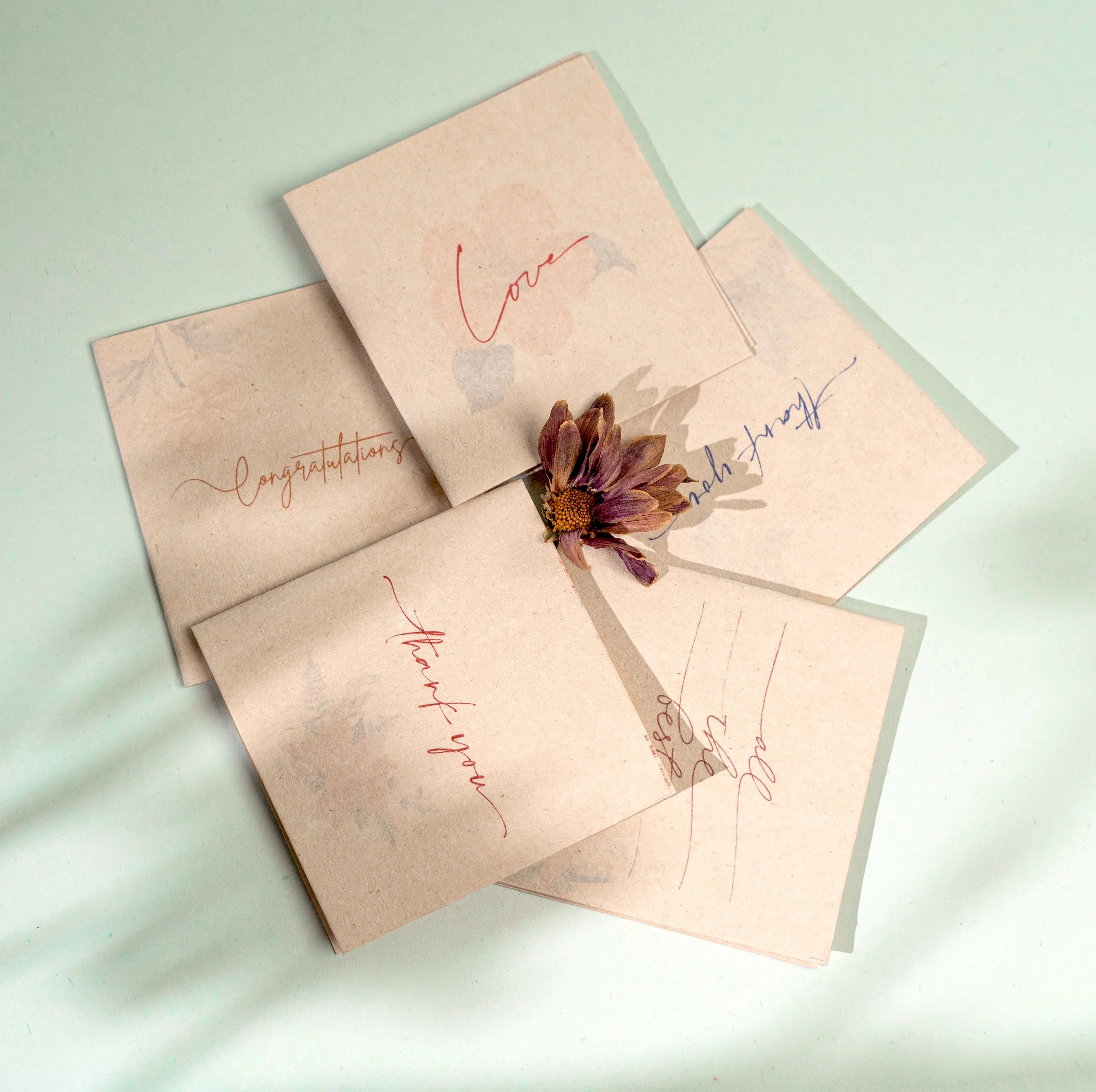 Pushp Hemp Paper Gift Cards | Set of 5 Cards and Envelopes