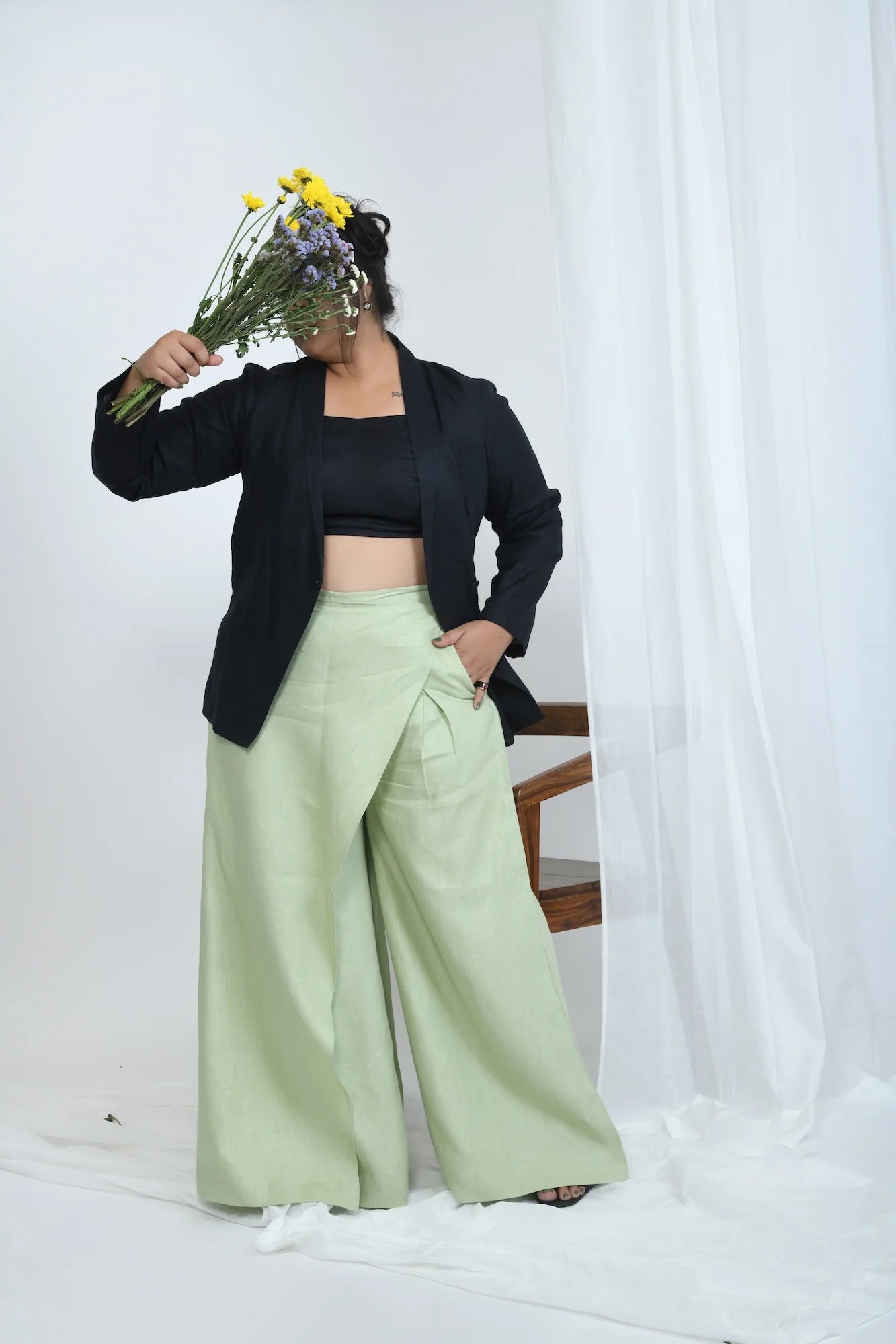 Hemp Relaxed Fit Pants | Skort inspired | Light Green