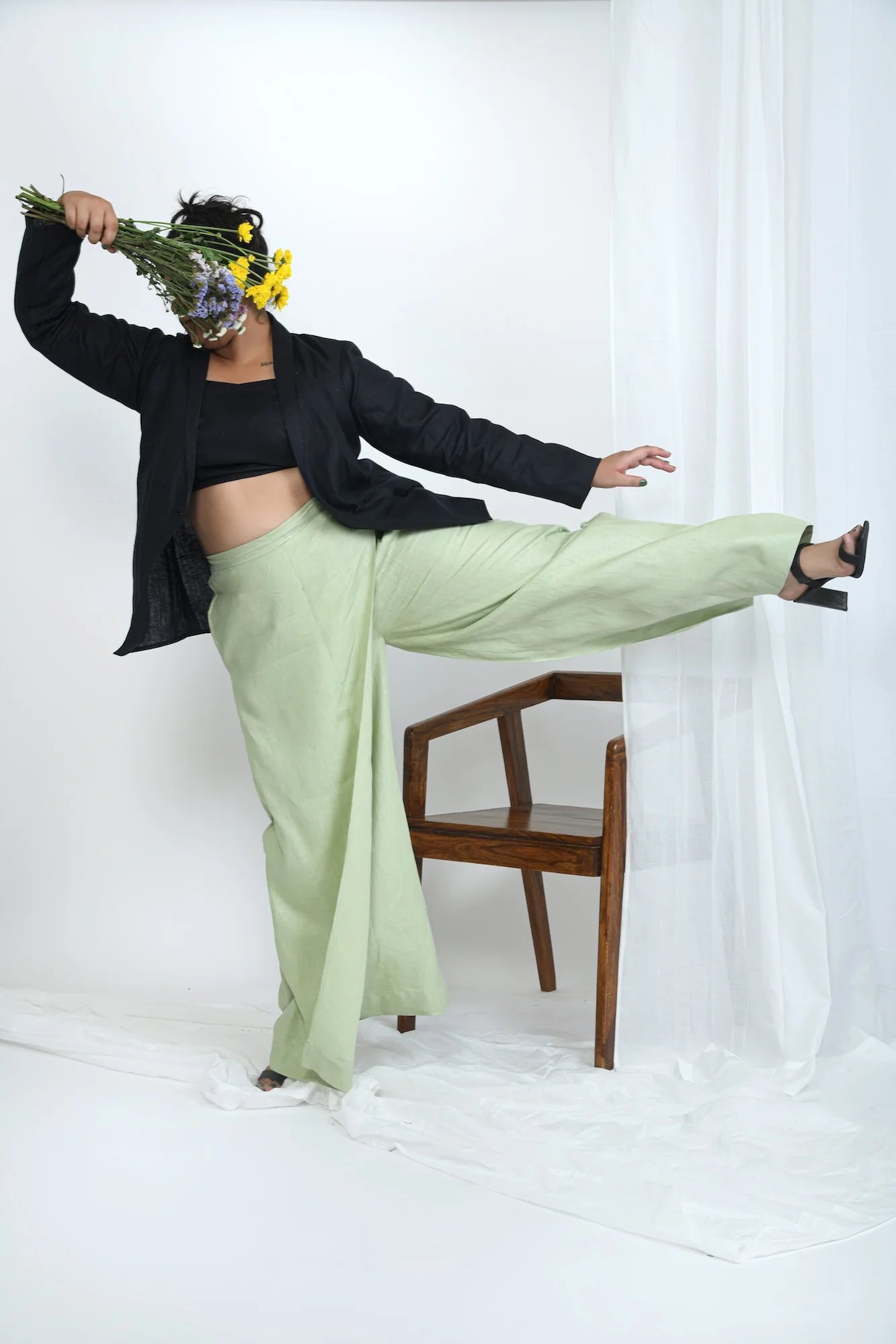 Hemp Relaxed Fit Pants | Skort inspired | Light Green