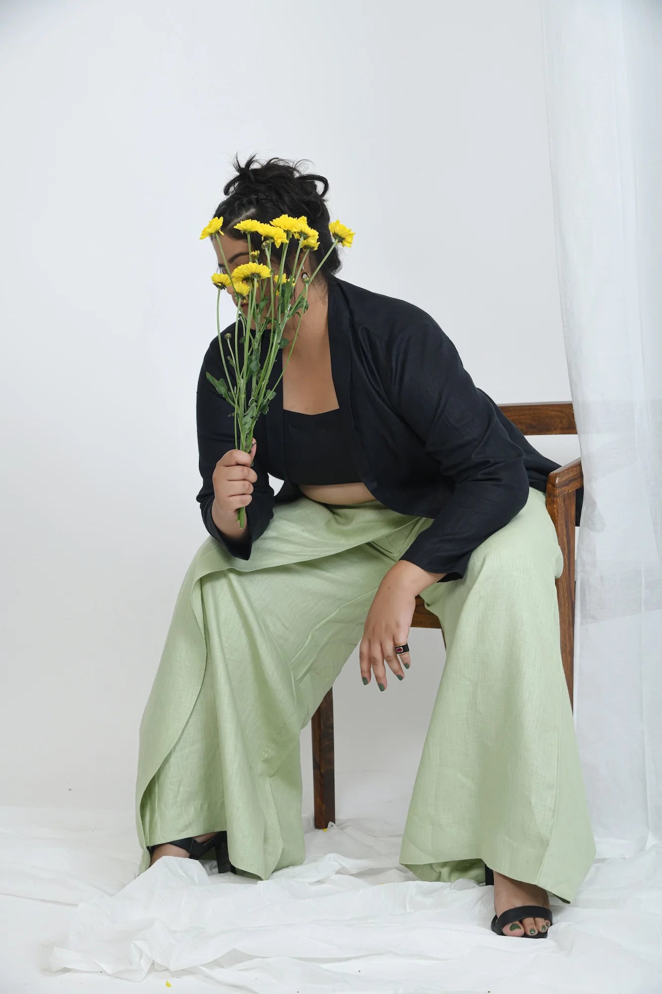 Hemp Relaxed Fit Pants | Skort inspired | Light Green