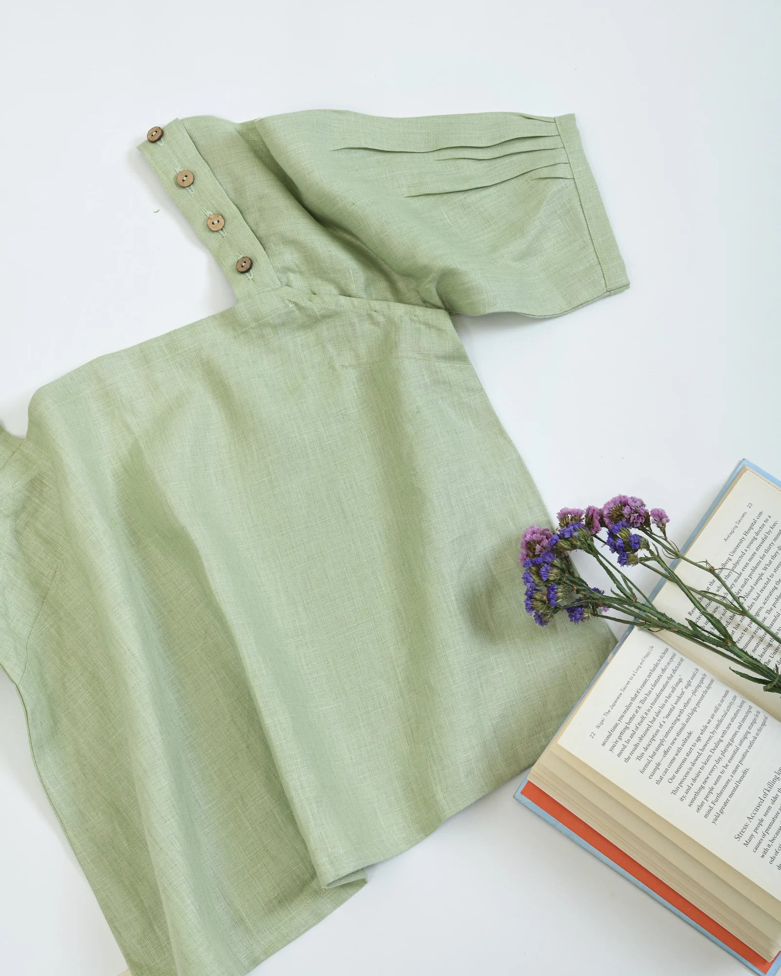 Breathable Hemp Top with Adjustable Sleeves | Pistachio