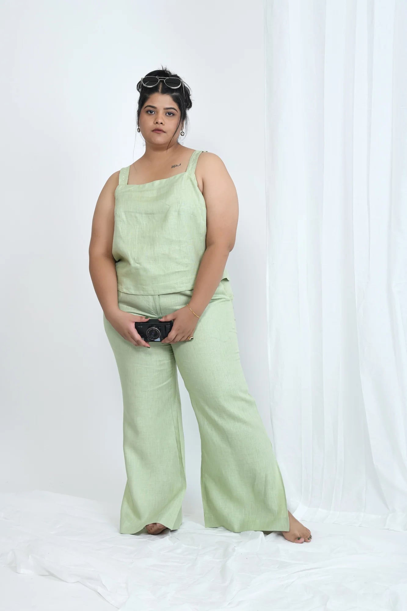 Sustainable Hemp Side Slit Pants | Pistachio