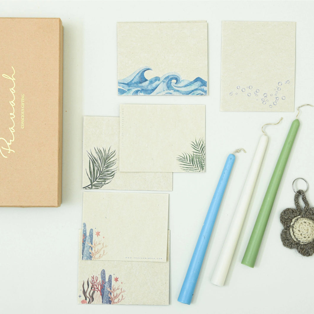 Peaceful Reflections Hamper with  hemp notecards, hemp gift cards, and wool keychain